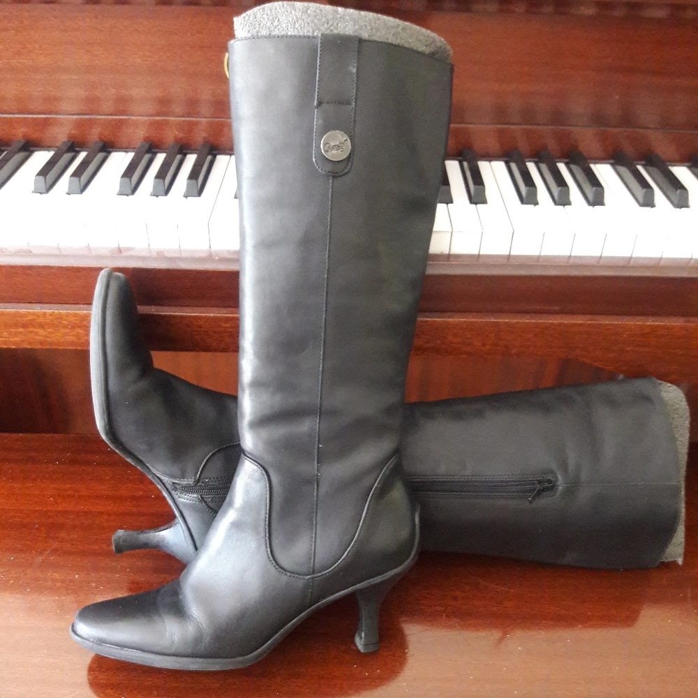 Leather Carlos Santana Knee High Blk Boots